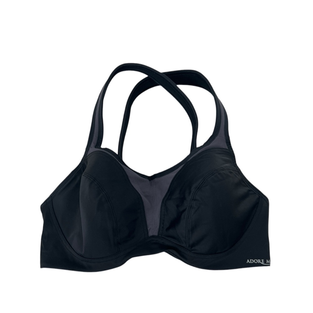 Adore Me Sports Bra Women’s 34DDD Black Gray Padded Underwired Racerback